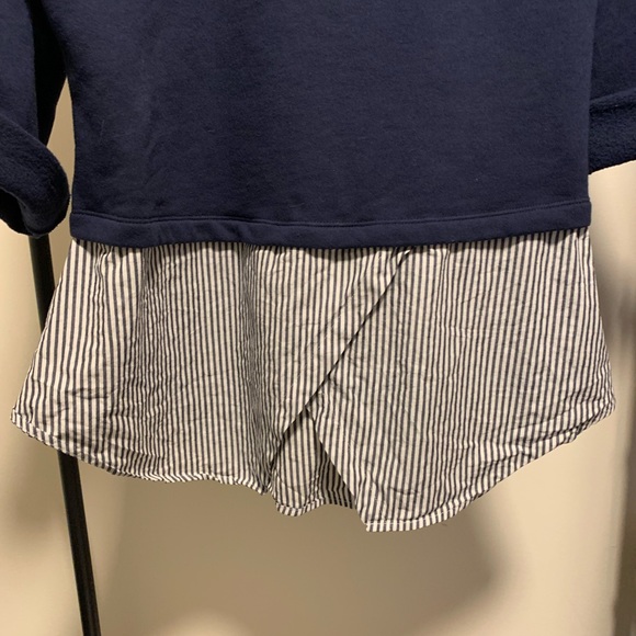 DEREK LAM 10 CROSBY DENIM mixed fabric sweater long sleeve tee - Picture 2 of 6